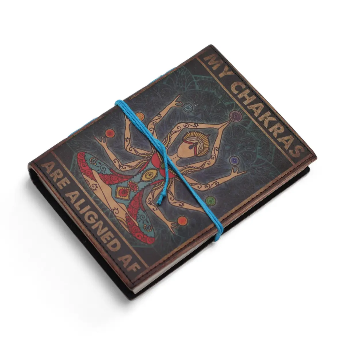 Läderanteckningsbok med chakramotiv 17,8×12,7 cm - produktbild 7