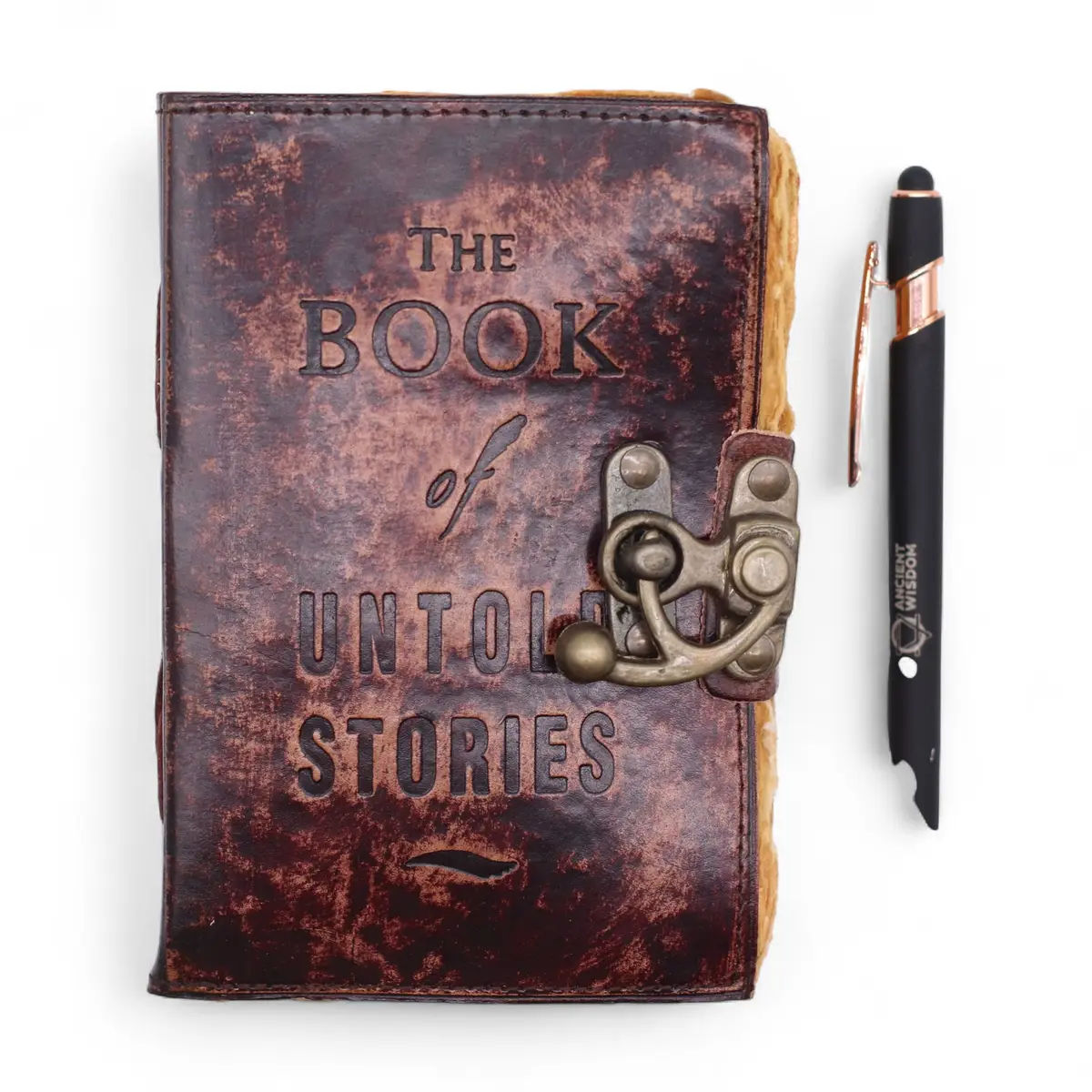 Läderanteckningsbok med decklekanter – The Book of Untold Stories – 15x10 cm - produktbild 3