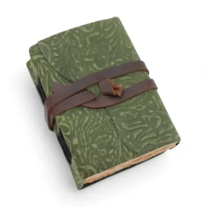 Läderanteckningsbok med grönt labyrintmönster och decklade kanter 12,7×8,9 cm - produktbild 5