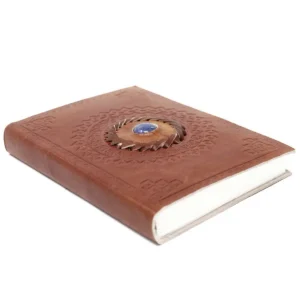 Läderanteckningsbok med lapis-sten 17x12 cm - produktbild 2