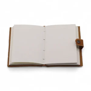 Läderanteckningsbok med präglat blommönster i tan, 17,8×12,7 cm - produktbild 4