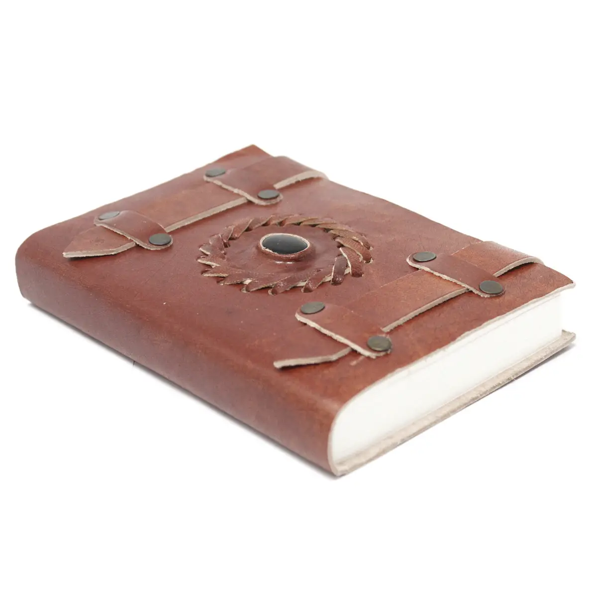 Läderanteckningsbok med spännen 15x10 cm - produktbild 2