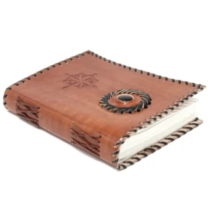 Läderanteckningsbok med svart onyx och kompass 17x12 cm - produktbild 2