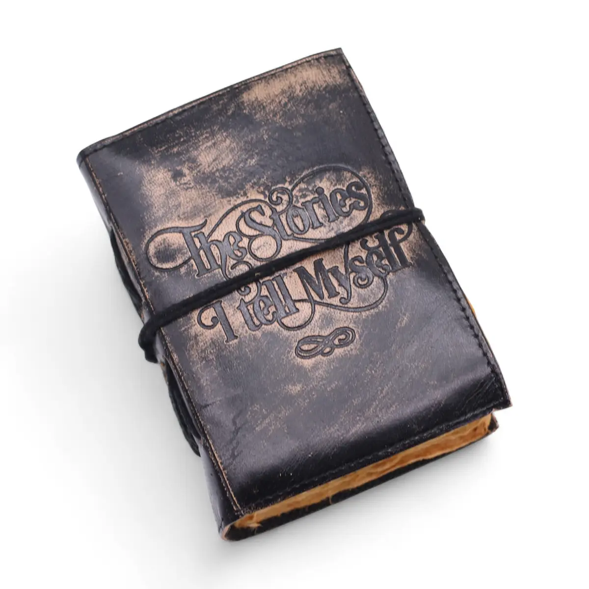 Läderanteckningsbok med tjocka decklade sidor 5x3,5 tum – The Stories I Tell Myself - produktbild 3