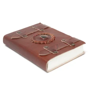 Läderanteckningsbok Tigereye med spännen 15x10 cm - produktbild 2