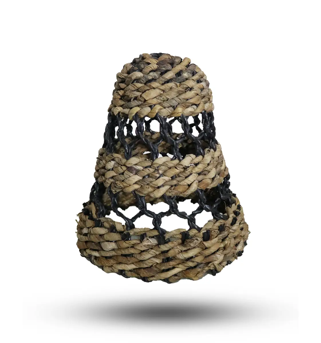 Lampkupor i set om 3 av naturligt bananblad och Hitam raffia - produktbild 2