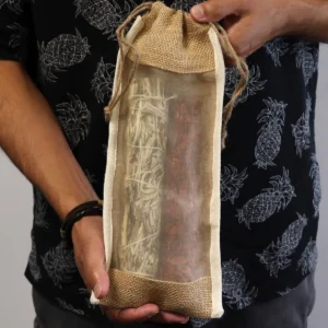 Långtvättad jutesäck med bomullsöga 35x15 cm - produktbild 2
