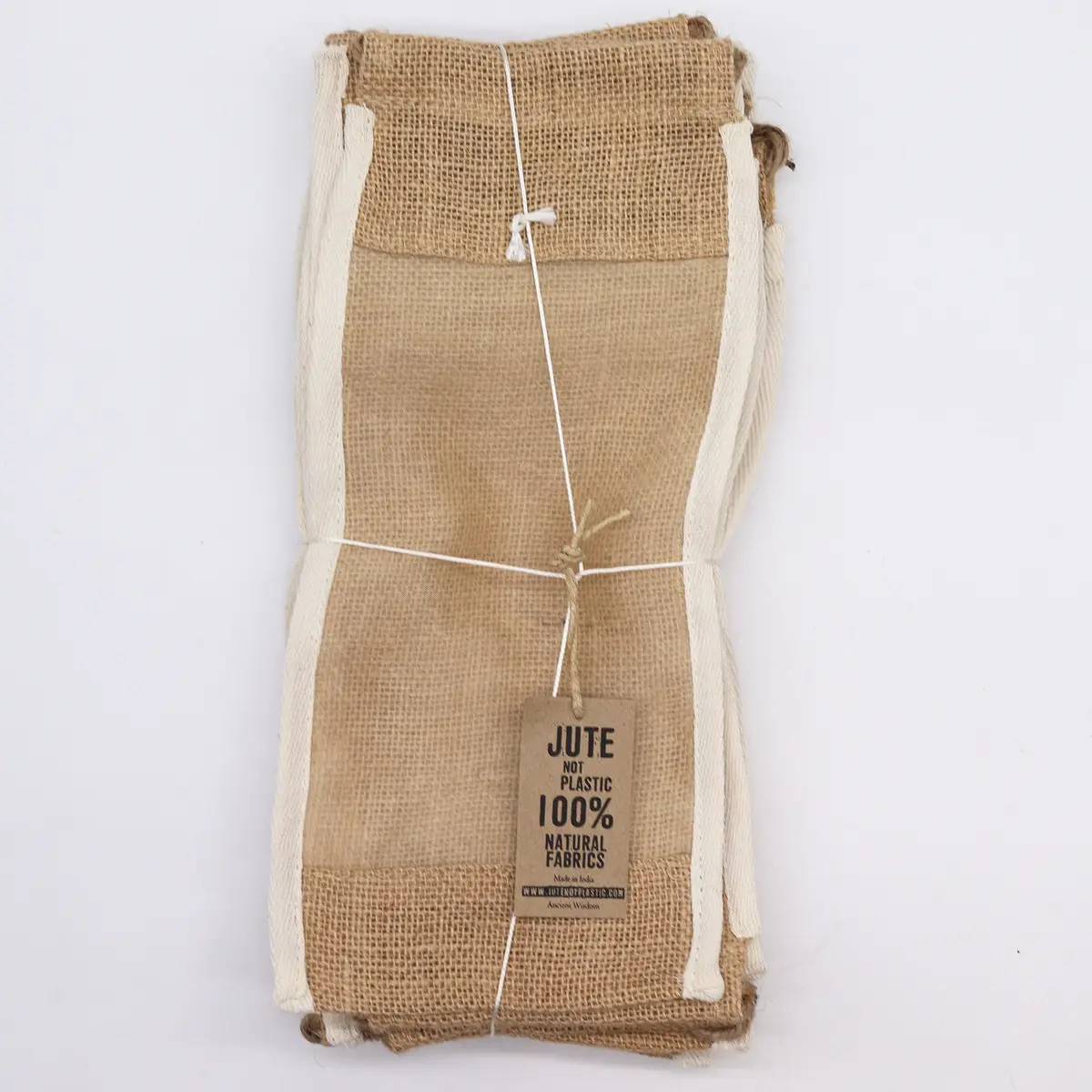 Långtvättad jutesäck med bomullsöga 35x15 cm - produktbild 3