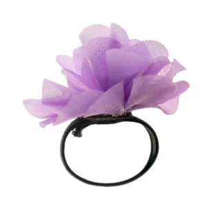 Lavendelfärgad chiffongblomma på svart elastisk parfymring