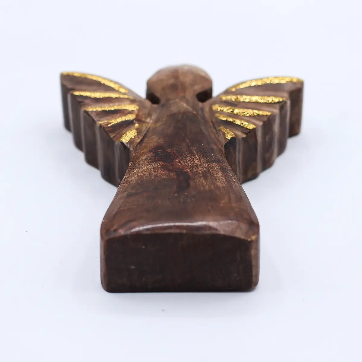 Liten ängel i mangoträ med gulddetaljer - produktbild 5