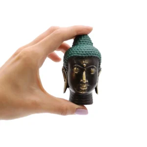 Liten Buddhahuvud i antik mässing - produktbild 2