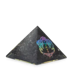 Liten orgonitpyramid 5,5x4,5 cm med chakra-buddha och svart turmalin - produktbild 2