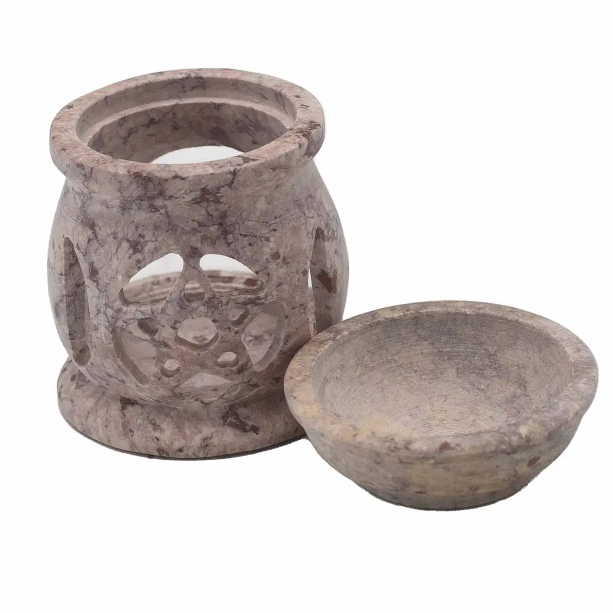 Liten såpstenolja-brännare 8 cm med tremåns-pentagram - produktbild 4