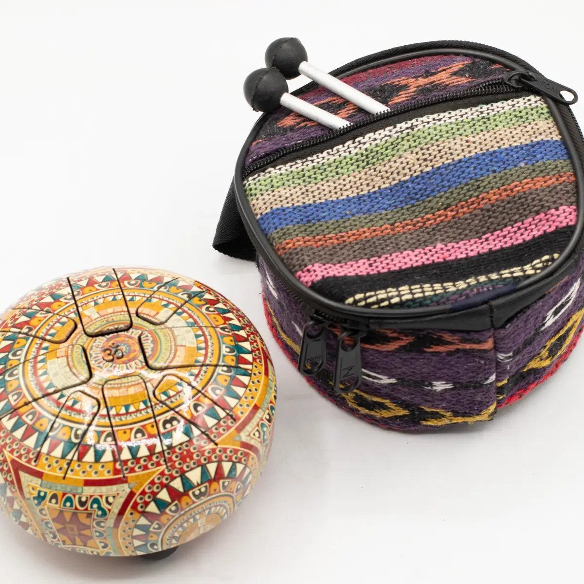 Liten Steel Tongue Happy Drum med Om-mandala 13x9 cm - produktbild 5
