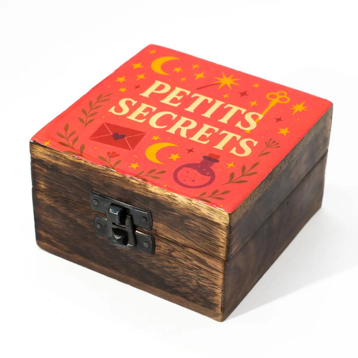 Liten träask med keramisk glasyr och text "Petits Secrets" - produktbild 2