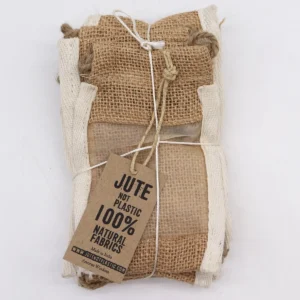 Liten tvättad jutepåse med bomullsöga 10x15 cm - produktbild 3