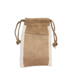 Liten tvättad jutepåse med bomullsöga 10x15 cm - produktbild 5