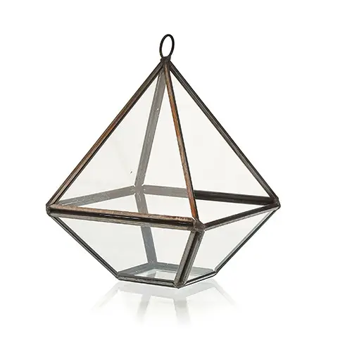 Litet glasterrarium i diamantform med järnram - produktbild 6