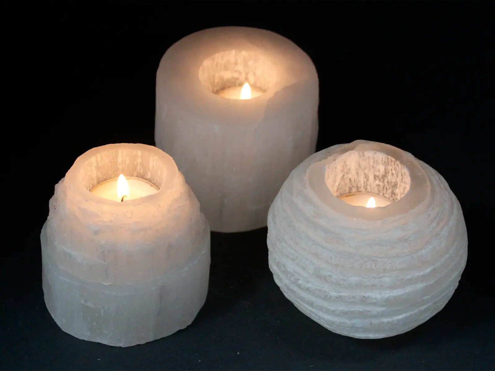 Ljusstake i selenit cylinder 8 cm - produktbild 5
