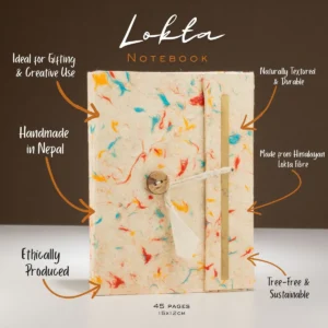 Lokta-pappersanteckningsbok med blandade färgade bomullsfibrer 15x12 cm, 45 blad - produktbild 2