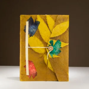 Lokta-pappersanteckningsbok stor med blommotiv och bokmärke, 21x15 cm - produktbild 5