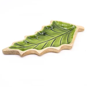 Lost in the Forrest – Träskål i form av blad med emalj, 33x17 cm - produktbild 7