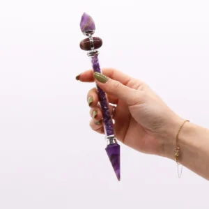 Magisk stav av ametist och Shiva Lingam-ädelsten - produktbild 2