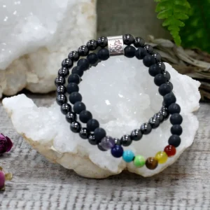 Magnetiskt armband med ädelsten i svart chakra - produktbild 2