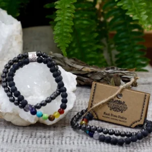 Magnetiskt armband med ädelsten i svart chakra - produktbild 3