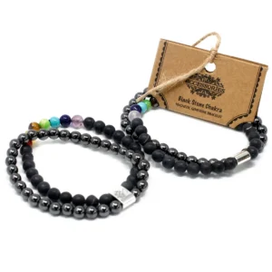 Magnetiskt armband med ädelsten i svart chakra - produktbild 4