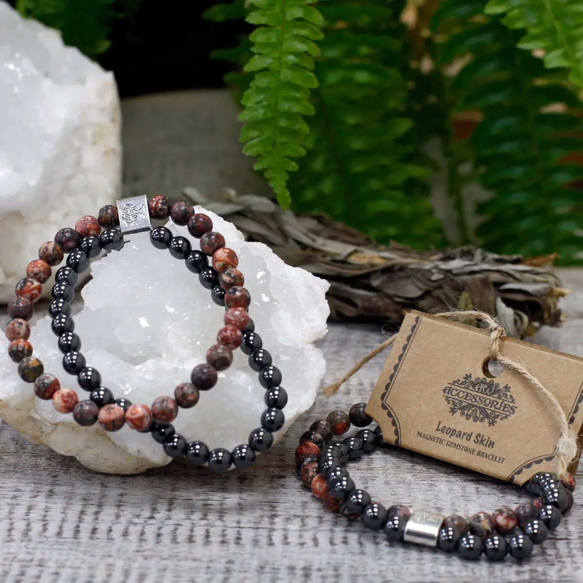 Magnetiskt armband med ädelsten Leopardmönster - produktbild 3