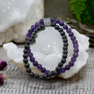 Magnetiskt armband med ametist och hematit - produktbild 6