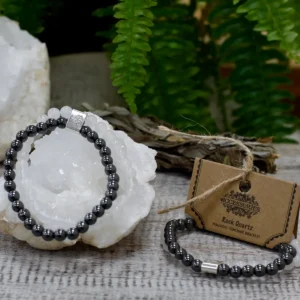 Magnetiskt armband med bergkristall och hematit - produktbild 2