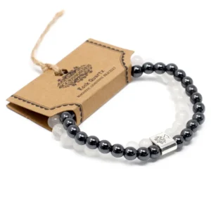 Magnetiskt armband med bergkristall och hematit - produktbild 4
