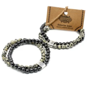 Magnetiskt armband med dalmatinerjaspis och hematit - produktbild 3