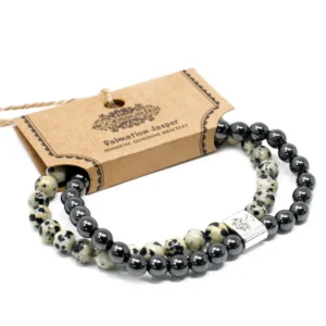 Magnetiskt armband med dalmatinerjaspis och hematit - produktbild 4