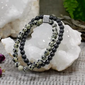 Magnetiskt armband med dalmatinerjaspis och hematit - produktbild 6