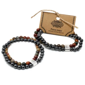 Magnetiskt armband med Picasso-jaspis och hematit - produktbild 5