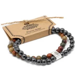 Magnetiskt armband med Picasso-jaspis och hematit - produktbild 6