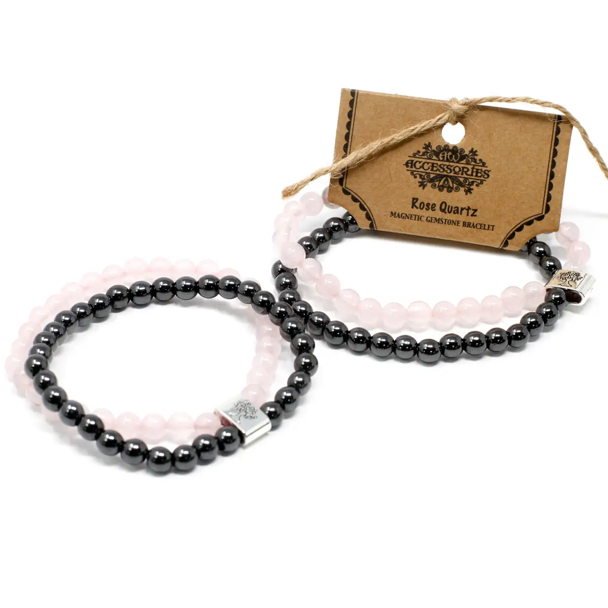 Magnetiskt armband med rosenkvarts och hematit - produktbild 4