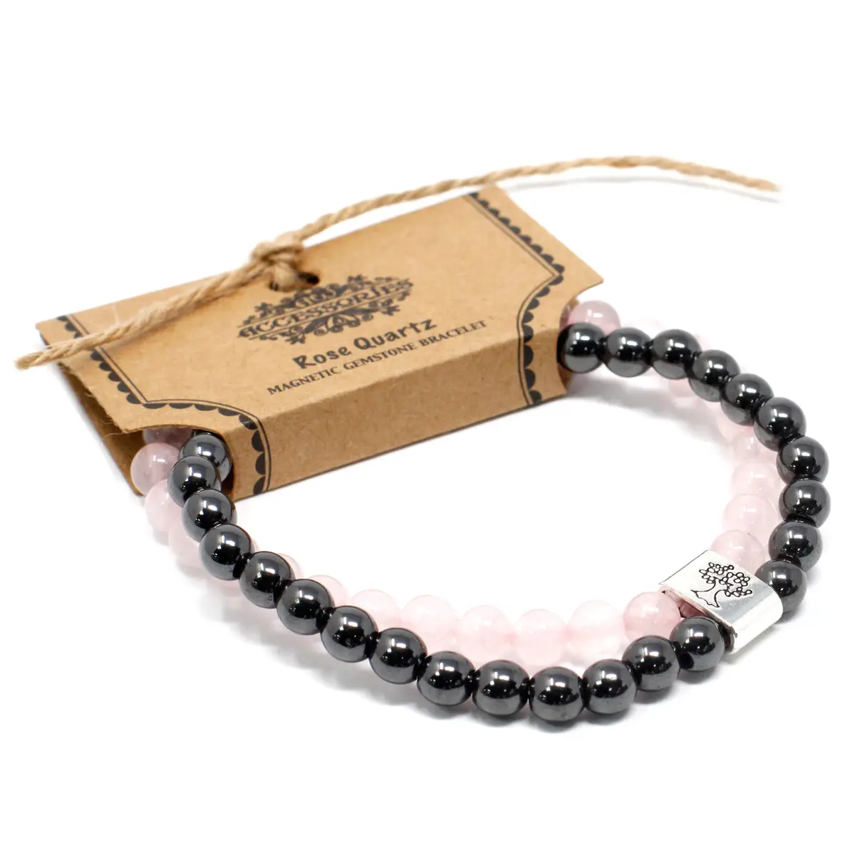 Magnetiskt armband med rosenkvarts och hematit - produktbild 5