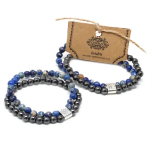 Magnetiskt armband med sodalit och hematit - produktbild 6