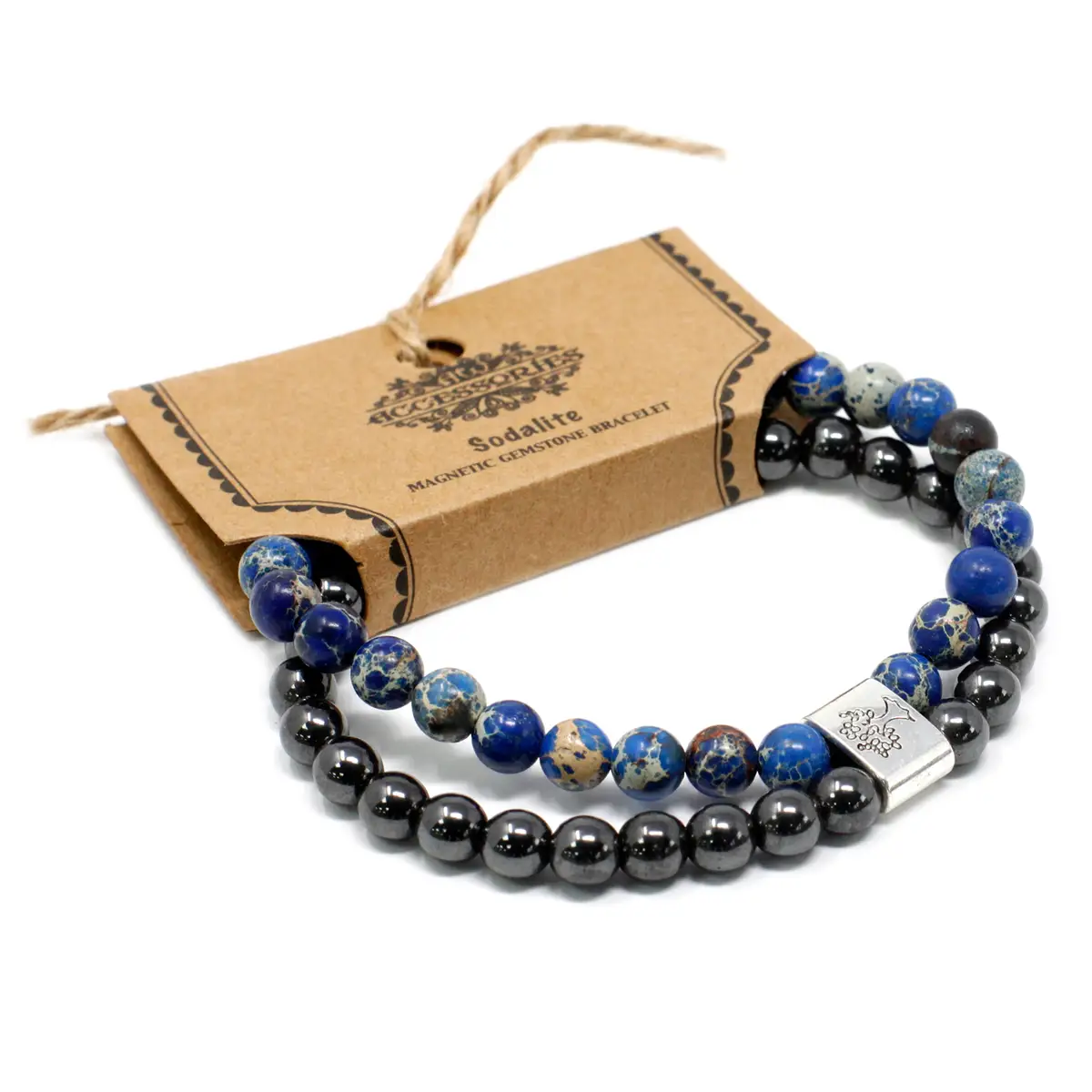 Magnetiskt armband med sodalit och hematit - produktbild 7