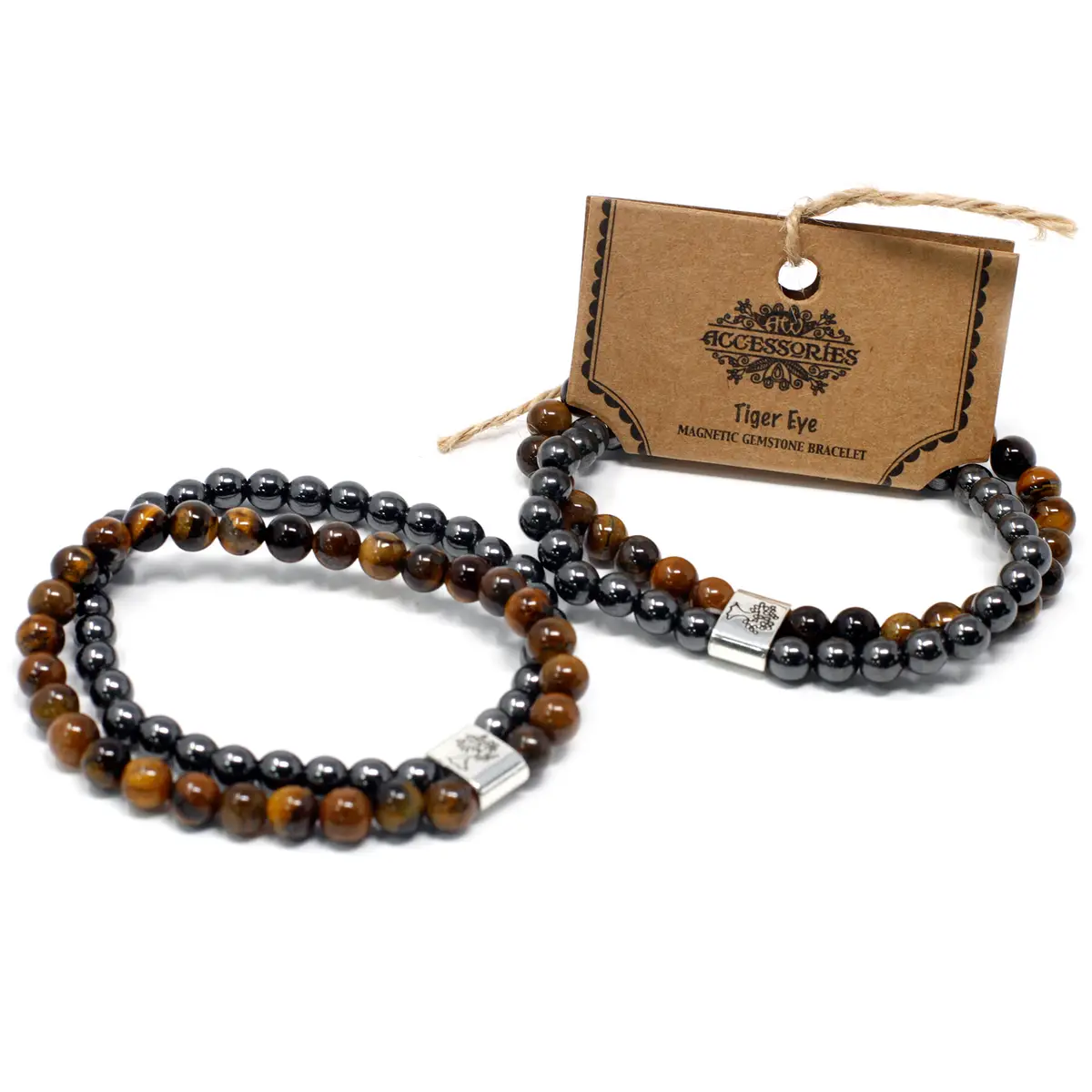 Magnetiskt armband med tigeröga och hematit - produktbild 3