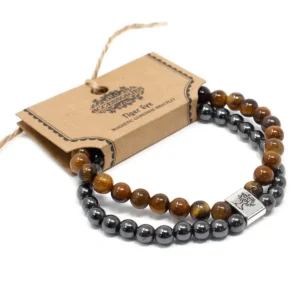 Magnetiskt armband med tigeröga och hematit - produktbild 4
