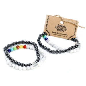 Magnetiskt armband med vita howlite-ädelstenar - produktbild 5