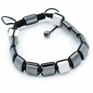 Magnetiskt hematitarmband med vita jaspiskuber - produktbild 2