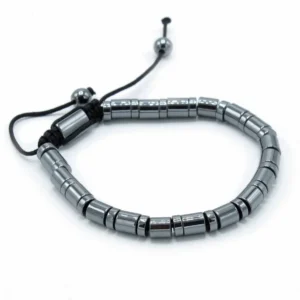 Magnetiskt hematitarmband Shamballa med cylindrar och cirklar - produktbild 2