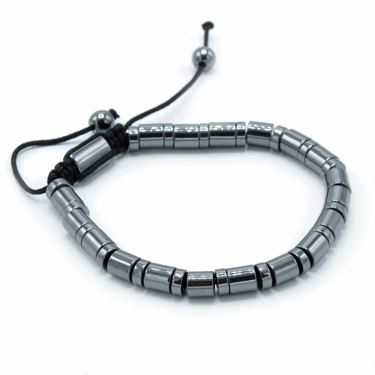 Magnetiskt hematitarmband Shamballa med cylindrar och cirklar - produktbild 2