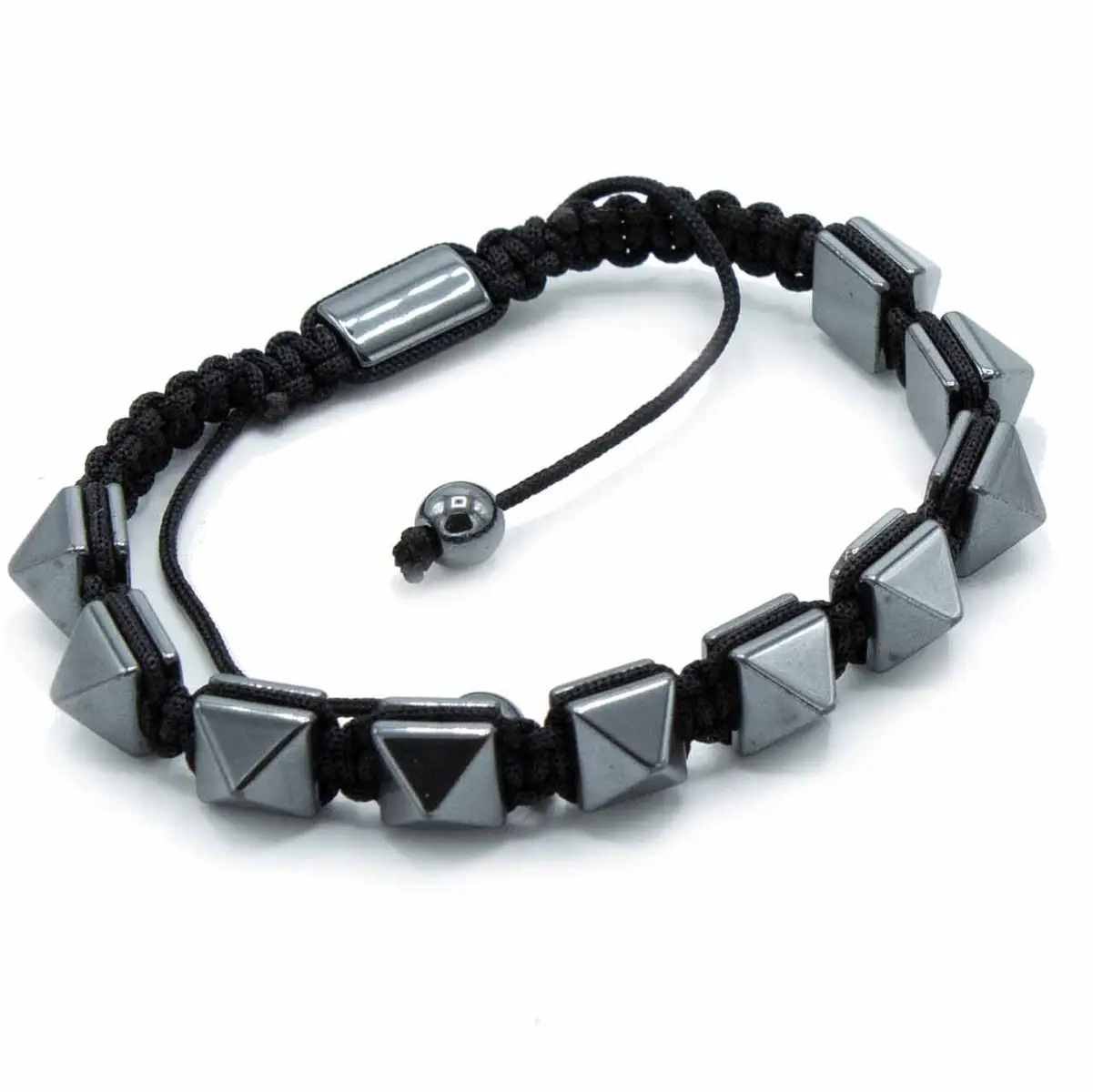 Magnetiskt hematitarmband Shamballa med pyramidspikar - produktbild 2